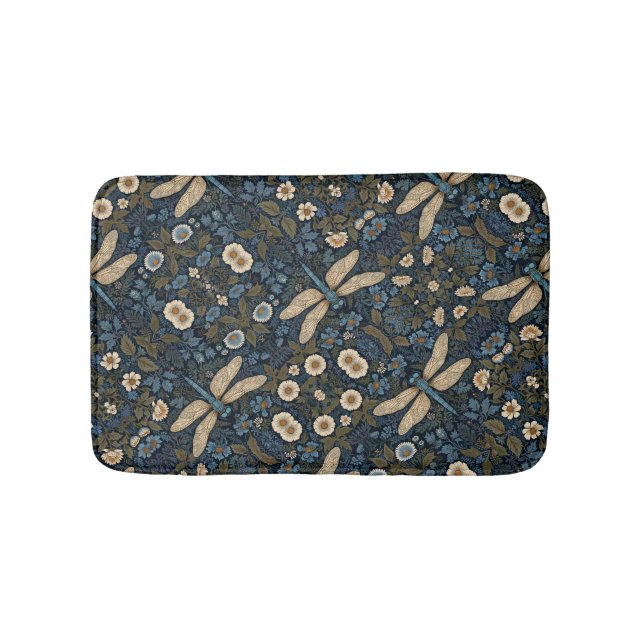 Vintage blaue Libelle Badematte (Vorderseite)
