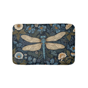 Vintage blaue Libelle Badematte