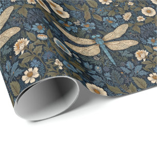 Vintage blaue Libelle Geschenkpapier
