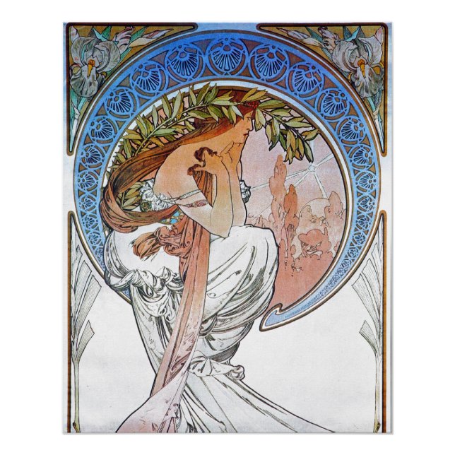 Vintage Blaue Mondgöttin Poster (Vorderseite)