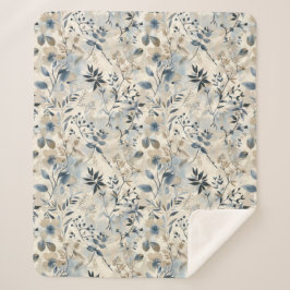 Vintage Blaue Neutrale Florale Sherpa-Decke Sherpadecke