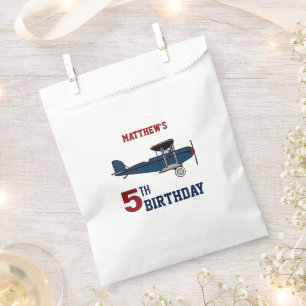 Vintage Blaue Retro-Flugzeug-Geburtstagsfeier Geschenktütchen