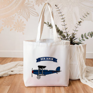 Vintage Blaue Retro-Flugzeug Kinder Tragetasche