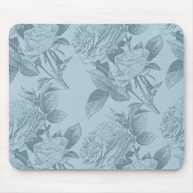 Vintage blaue Rose Mousepad (Vorne)