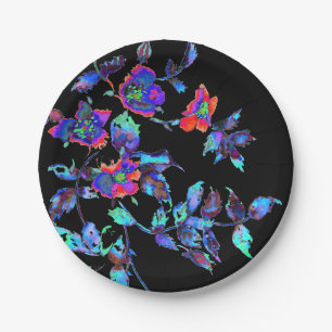 Vintage blaue Rose Pappteller