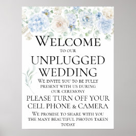 Vintage blaue Rose Unplugged Wedding Zeremonie Poster