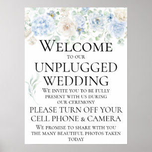 Vintage Blaue Rosen Unplugged Hochzeitszeremonie Poster
