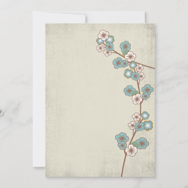 Vintage blaue Sakura-Blume Einladung (Vorderseite)