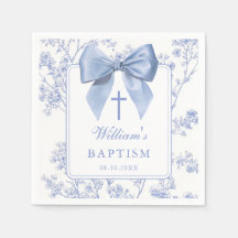 Vintage Blaue Schleife Florale Taufe