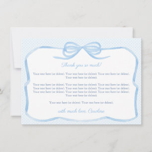 Vintage Blaue Schleife Junge Baby Shower Party Dankeskarte