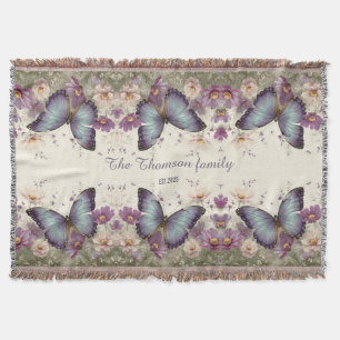 Vintage Blaue Schmetterlinge und Blumen für die Fa Decke