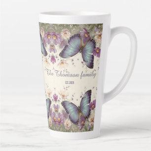 Vintage Blaue Schmetterlinge und Blumen für die Fa Milchtasse