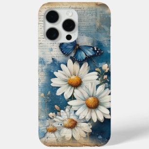 Vintage Blaue Schmetterlinge und Gänseblümchen – C Case-Mate iPhone Hülle