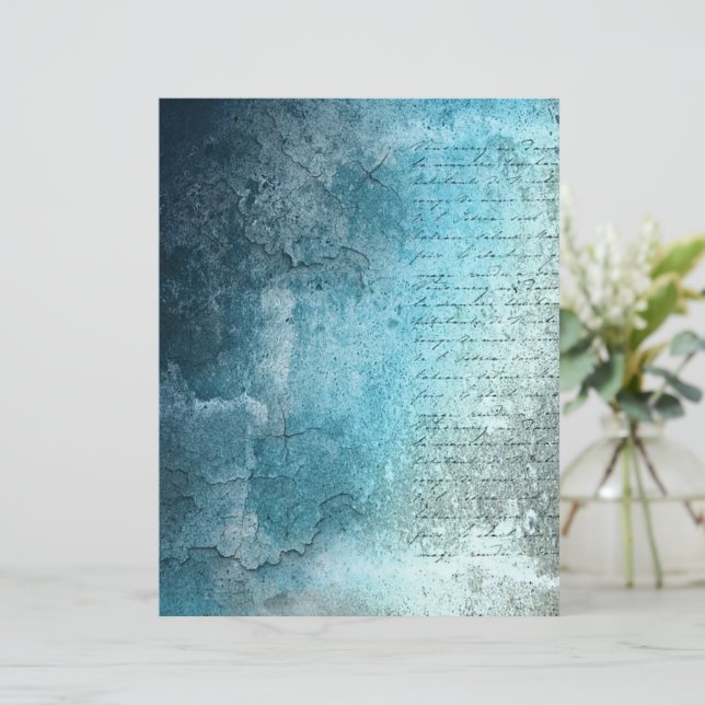 Vintage blaue Schrift und Textur (Stehend Vorderseite)