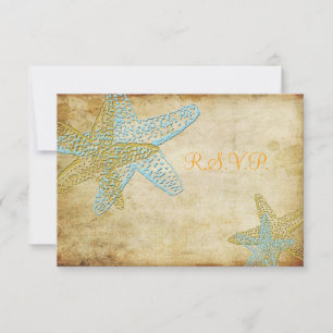 VINTAGE BLAUE STARFISH WEDERINVITATIONEN RSVP KARTE