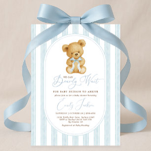 Vintage Blaue Teddybär-Jungen-Baby-Party Einladung