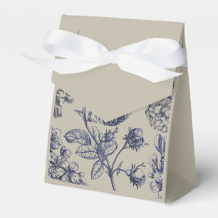 Vintage Blaue Toile-Botanische Blumige Antiquität Geschenkschachtel