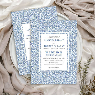 Vintage Blaue Toile de Jouy Elegante Hochzeits-Ein Einladung