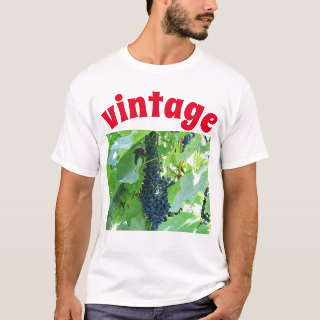 Vintage blaue Trauben T-Shirt (Vorderseite)