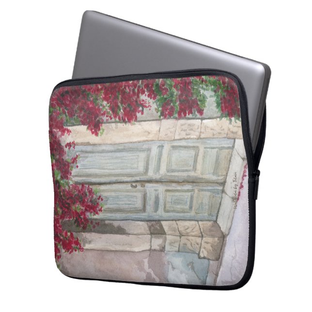 Vintage Blaue Tür  Laptopschutzhülle (Vorderseite Links)