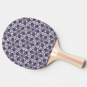 Vintage Blaue Türkische Rosetten-Geometrische Orie Tischtennis Schläger