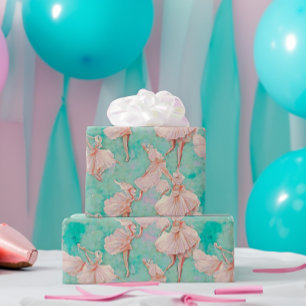 Vintage blaue und rosafarbene Pastete Tiny Dancer  Geschenkpapier