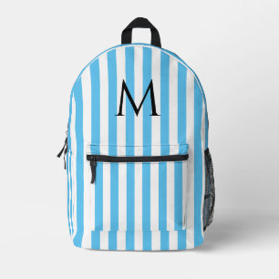 Vintage, blaue und weiße Streifen Bedruckter Rucksack