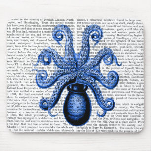 Vintage blaue Unterseite der Kraken-1 Mousepad
