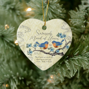 Vintage Blaue Vögel Brautjungfer Ornamente