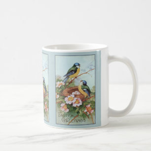 Vintage blaue Vögel Ostern Kaffeetasse