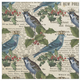 Vintage Blaue Vögel und Heilige Heilige Berge Stoff