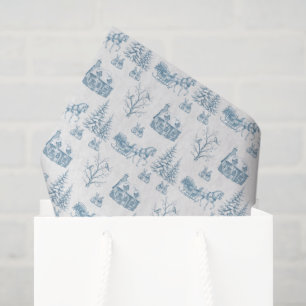 Vintage Blaue Weihnachts-Toile-Schlitten Seidenpapier
