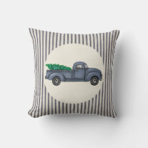 Vintage Blaue Weihnachtsbaum-LKW-Wurfkissen