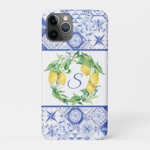 Vintage Blaue Weiße Zitrone Floral Grünzeug Kranz Case-Mate iPhone Hülle