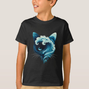 Vintage blaue Welle von Katzen Ladys Blaue Katzen T-Shirt