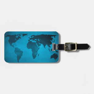 Vintage blaue Weltkarte Gepäckanhänger
