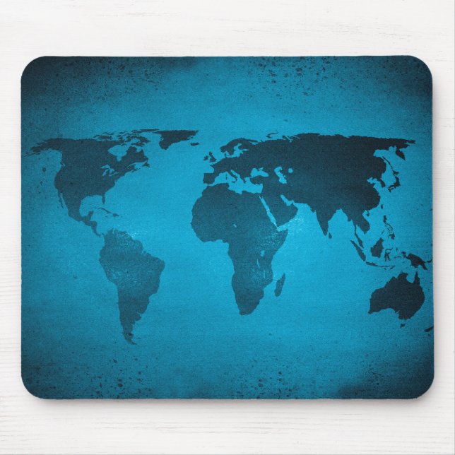 Vintage blaue Weltkarte Mousepad (Vorne)