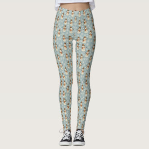 Vintage blauer Schneemann und Schneeflocken Weihna Leggings