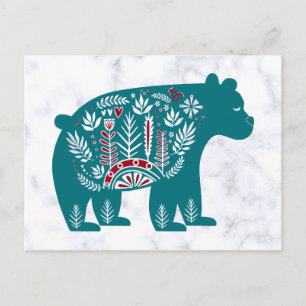 Vintage Blauer Skandinavischer Bär Postkarte