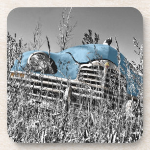 vintage blauer Wagen Untersetzer