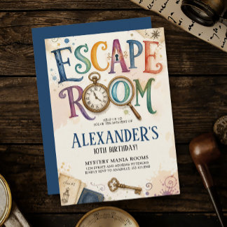 Vintage Blaues Escape-Room-Mystery-Lösungs-Detekti Einladung