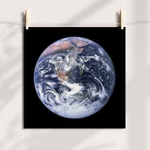 Vintage Blaues Marmor-Erdbild 30x30cm Poster