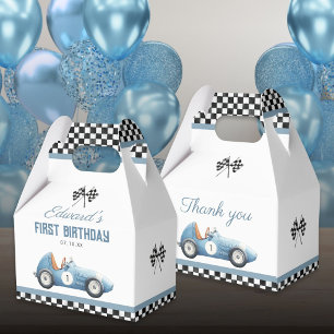Vintage Blaues Rennwagen 1. Geburtstag Geschenkschachtel
