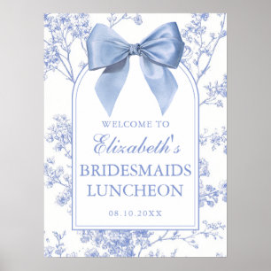 Vintage Blaues Schleifen-Jungfern-Empfangs-Schild Poster