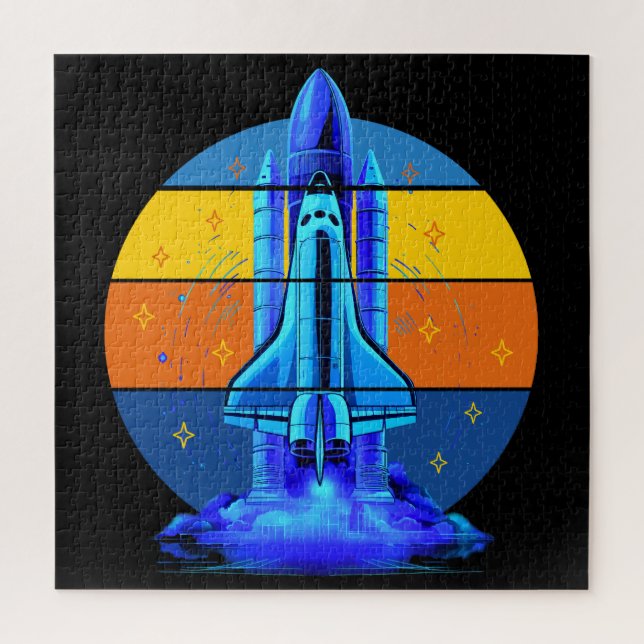 Vintage Blaues Space-Shuttle-Raumschiff Puzzle (Vertikal)