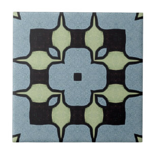 Vintage blaugrüne Geometrie Fliese
