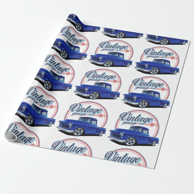 Vintage Blaulastwagen Geschenkpapier (Ungerollt)