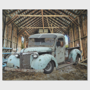 Vintage Blaulastwagen Rustikale Scheune Geschenkpapier