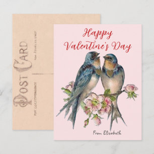 Vintage Blaumeisen Valentinskarten  Postkarte