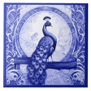 Vintage Blaupfau Art Nouveau Art Deco Fliese